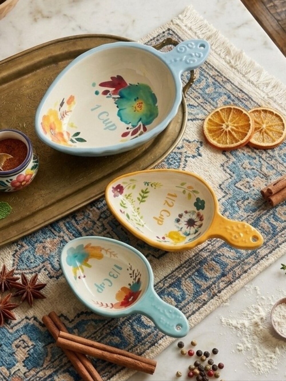 The Pioneer Woman Willow Ceramic Measuring Scoop Set - Floral